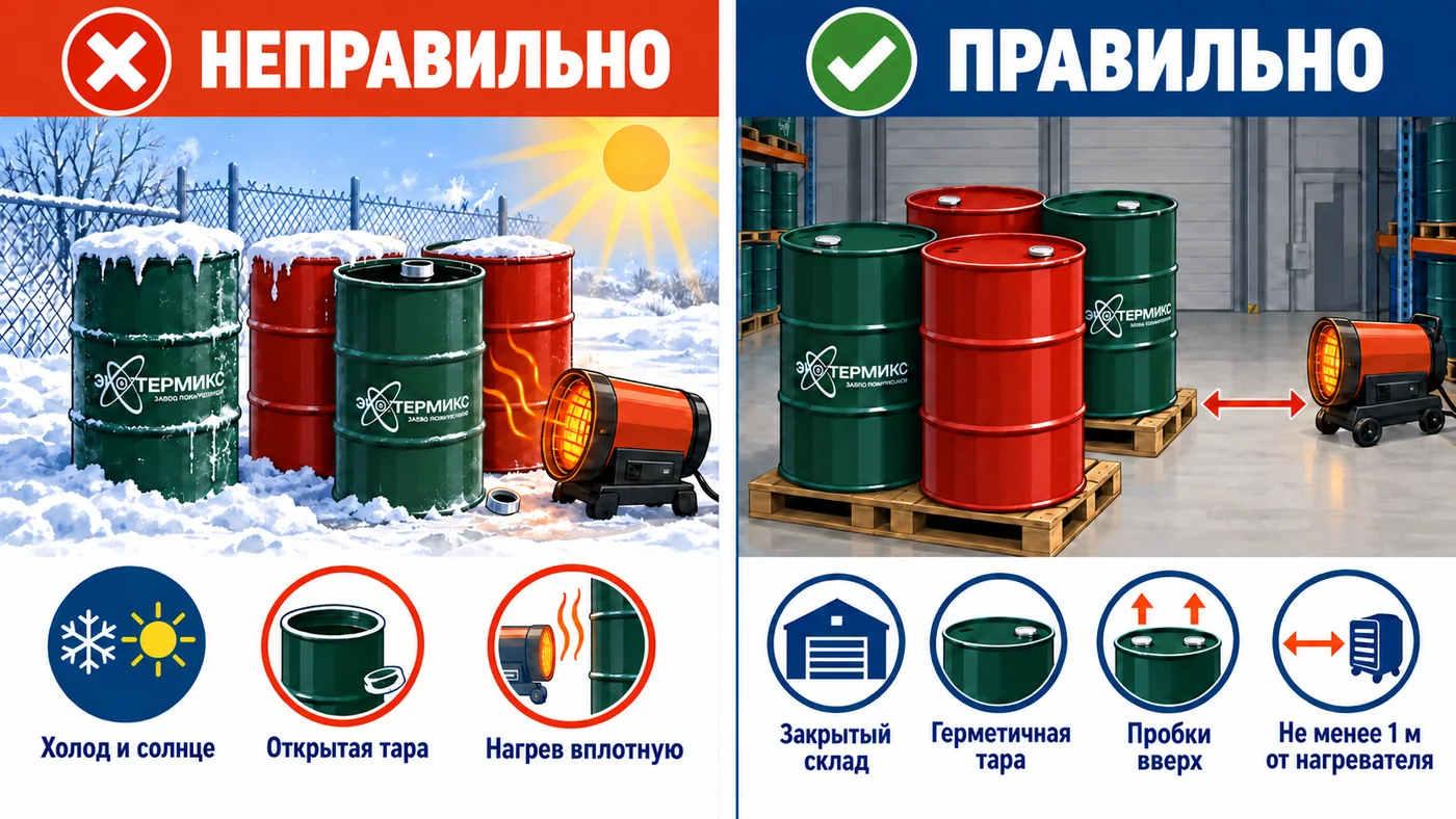 Правильные и неправильные условия хранения компонентов ППУ